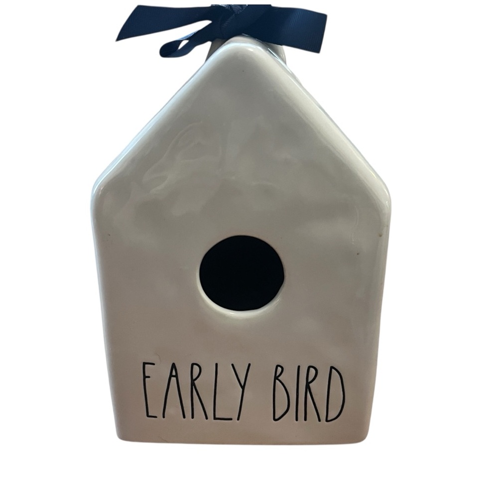 Rae Dunn “EARLY BIRD” Ceramic Birdhouse with Ribbon